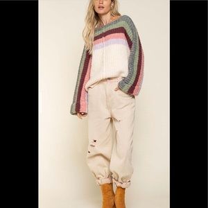Multi colored striped oversized sweater.